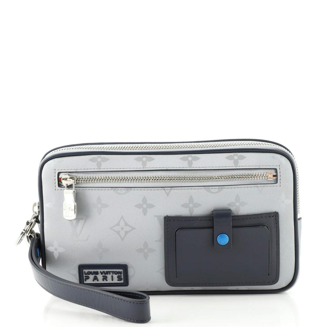 Louis Vuitton Alpha Clutch Limited Edition Monogram Satellite Canvas: Louis Vuitton Alpha Clutch Limited Edition Monogram Satellite Canvas Exterior Color: Gray Interior Color: Orange Exterior Material: Canvas Coated Interior Material: Fabric, Leather Hardware Color: Sil