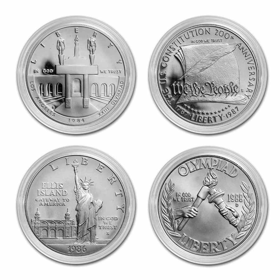 U.S. Mint $1 Silver Commem BU/Proof (ASW .7734 oz, Capsule Only): U.S. Mint $1 Silver Commem BU/Proof (ASW .7734 oz, Capsule Only) Product ID: 14067 Year: Random Grade: BU &/or Proof Grade Service: None Denomination: $1.00 Mint Mark: Varies Metal Conten