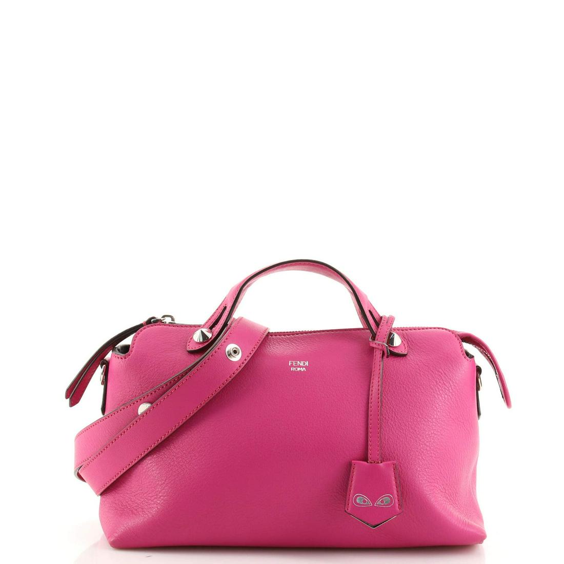 By The Way Satchel Calfskin Small Fendi: By The Way Satchel Calfskin Small Fendi Exterior Color: Pink Interior Color: Black, Gray Exterior Material: Leather Interior Material: Fabric Hardware Color: Silver Accessories: Clochette, Dust ba