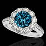 2 ctw SI Certified Fancy Blue Diamond Solitaire Halo Ring 10k White Gold