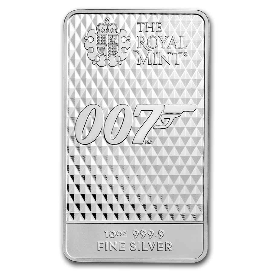 Great Britain 10 oz Silver Bar: James Bond, Diamonds Are Forever: Great Britain 10 oz Silver Bar: James Bond, Diamonds Are Forever Product ID: 248680 Year: N/A Grade: None Grade Service: None Mint Mark: Not Shown Metal Content: 10 troy oz Purity: .999 <