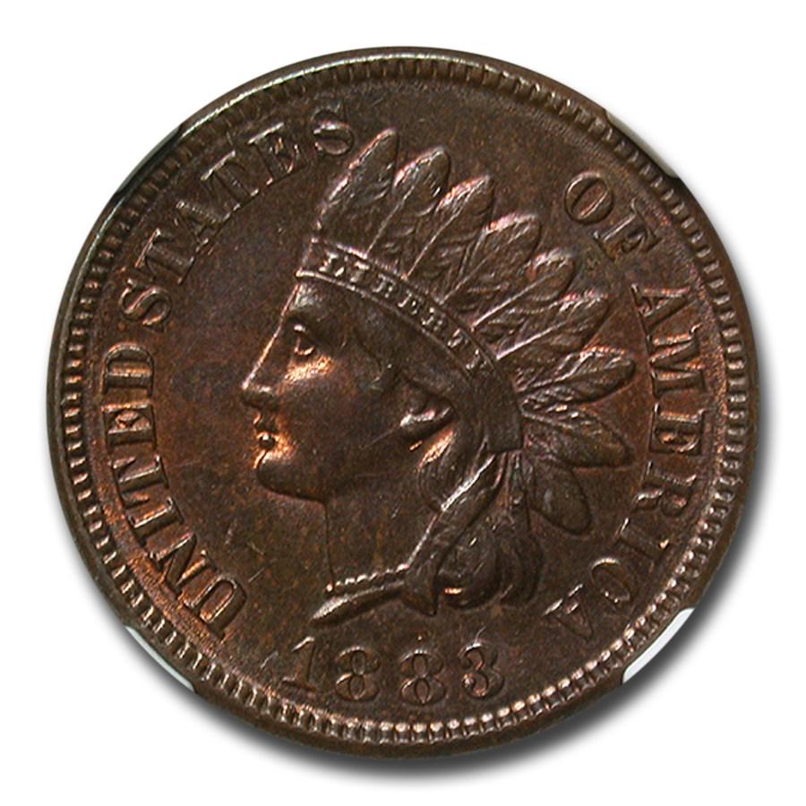1883 Indian Head Cent MS-64 NGC (Brown): 1883 Indian Head Cent MS-64 NGC (Brown) Product ID: 255815 Year: 1883 Grade Service: NGC Denomination: $0.01 Metal Content: 0 troy oz Purity: None Diameter: 19 mm