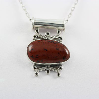 Sterling Silver Pendant Mahagony Obsidian Gemstones: Sterling Silver Pendant w/ Mahagony Obsidian Gemstones, 11.5g **|**|** MSRP: $191