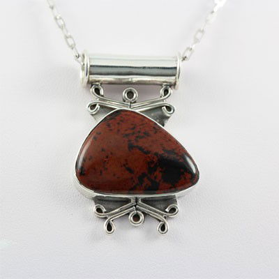 Sterling Silver Pendant Mahagony Obsidian Gemstones: Sterling Silver Pendant w/ Mahagony Obsidian Gemstones, 11.3g **|**|** MSRP: $188