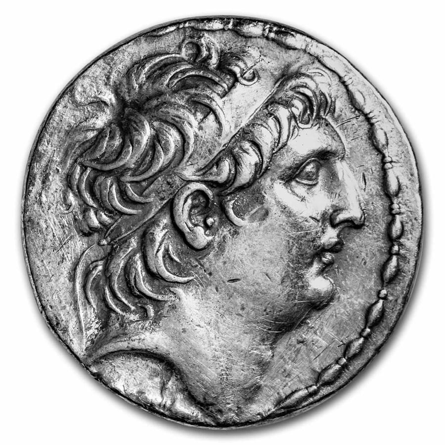 Seleucid Empire AR Tetradrachm (312-63 BC) VF (Random Coin): Seleucid Empire AR Tetradrachm (312-63 BC) VF (Random Coin) Product ID: 253228 Year: 312-63 BC Grade: Genuine Grade Service: None Denomination: Tetradrachm Mint Mark: Not Shown Metal Cont