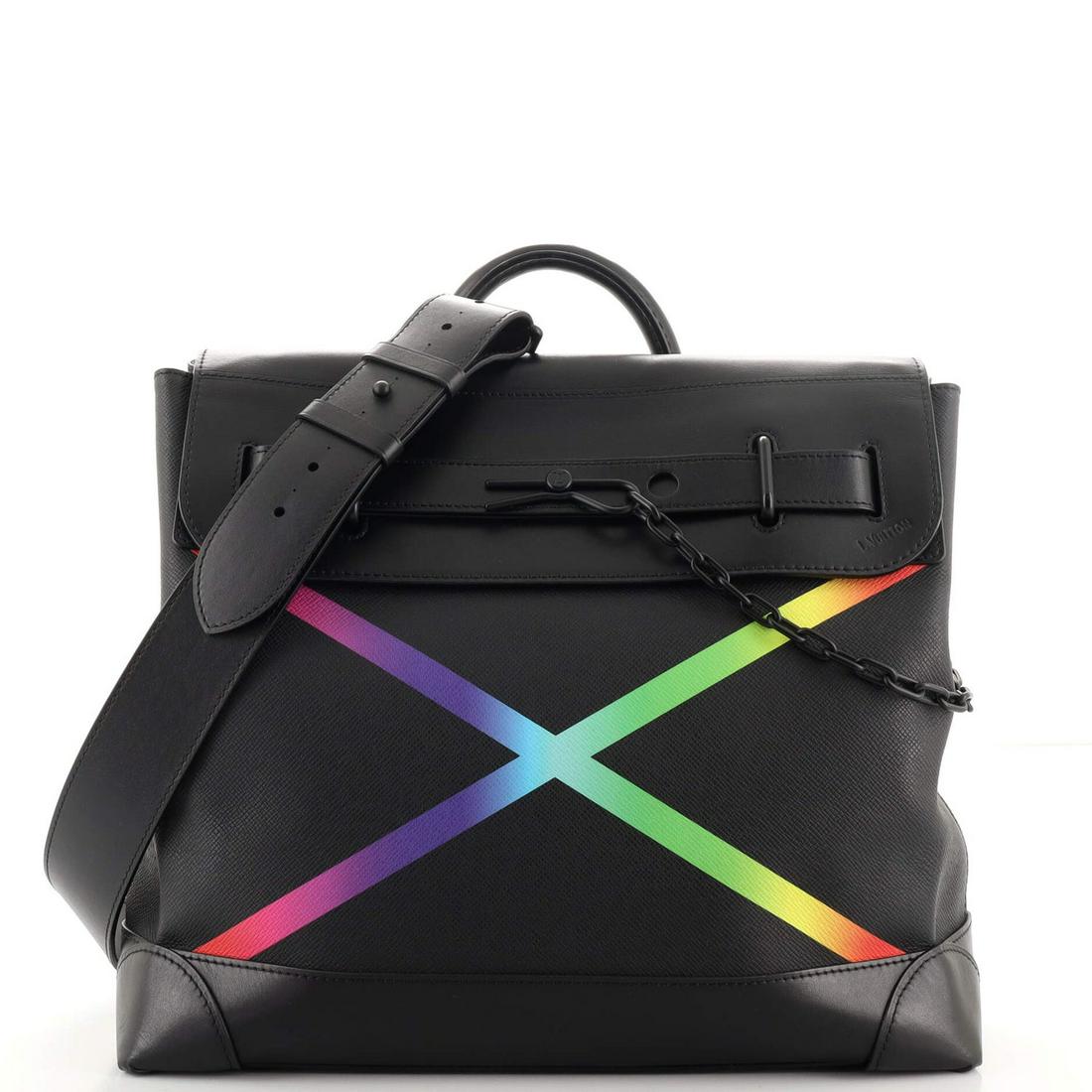 Louis Vuitton Steamer Bag Rainbow Taiga Leather PM: Louis Vuitton Steamer Bag Rainbow Taiga Leather PM Exterior Color: Black Interior Color: Black Exterior Material: Leather Interior Material: Fabric Hardware Color: Black Accessories: No Accessorie