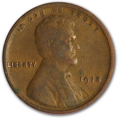 1918 Lincoln Cent Good/VF: 1918 Lincoln Cent Good/VF Product ID: 8299 Year: 1918 Grade: Good or Better Grade Service: None Denomination: $0.01 Mint Mark: P - Philadelphia (Not Shown) Metal Content: 0 troy oz