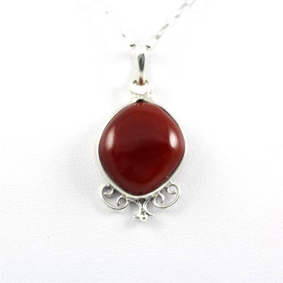 19.ctw Carnelian Gemstone Silver Pendant: 19.ctw Carnelian Gemstone Silver Pendant **|**|** ; MSRP: $63