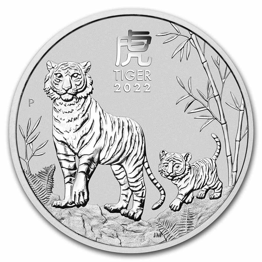 2022 Australia 1/2 oz Silver Lunar Tiger BU (Series III): 2022 Australia 1/2 oz Silver Lunar Tiger BU (Series III) Product ID: 237593 Year: 2022 Grade: Brilliant Unc Grade Service: None Denomination: 50 Australian Cents Mint Mark: P - Perth Meta
