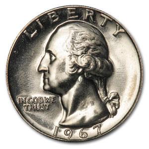 1967 Washington Quarter SMS: 1967 Washington Quarter SMS Product ID: 6536 Year: 1967 Grade: Brilliant Unc Grade Service: None Denomination: 25 Cents Mint Mark: P - Philadelphia (Not Shown) Metal Content: 0 troy oz
