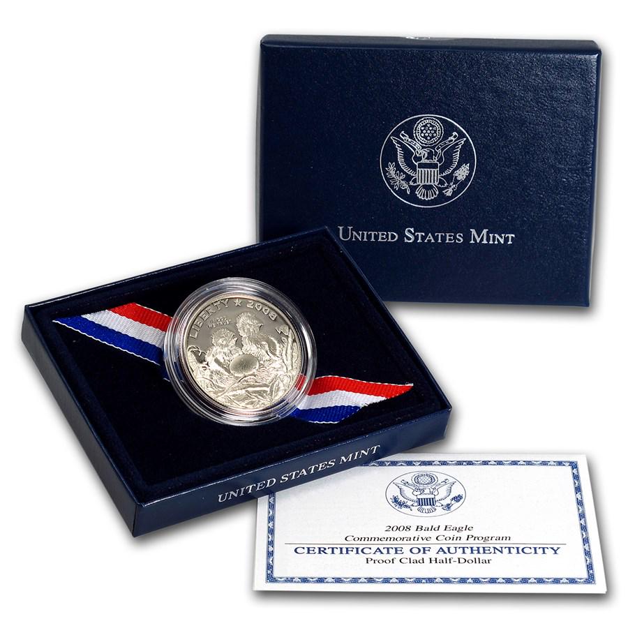 2008-S Bald Eagle 1/2 Dollar Clad Commem Proof (w/Box & COA): 2008-S Bald Eagle 1/2 Dollar Clad Commem Proof (w/Box & COA) Product ID: 42929 Year: 2008 Grade: Proof Grade Service: None Denomination: 50 Cents Mint Mark: S - San Francisco Metal Conten