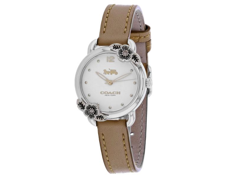 Coach womens Delancey: Coach womens Delancey Product Code: 14503238-39B2A Brand: Coach Condition: Never Worn Details: Stainless steel case, Leather strap, White dial, Quartz movement, Scratchresistant mineral, Water resista