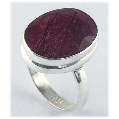 33ctw APPROX Sterling Silver Oval Ruby Ring: 33.08ctw Approx Sterling Silver Bezel Ring with Natural Ruby Gemstone **|**|** ; MSRP: $495