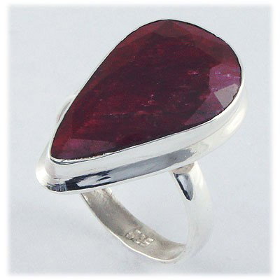 37ctw APPROX Sterling Silver Pear Shape Ruby Ring: 37.34ctw Approx Bezel Type Design Sterling Silver Ring w/ Natural Ruby Gemstone **|**|** ; MSRP: $555