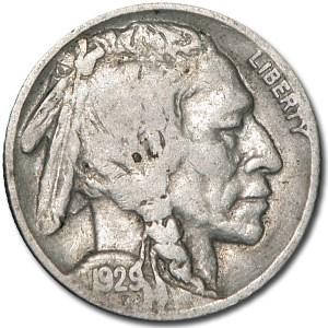 1929 Buffalo Nickel Good/Fine: 1929 Buffalo Nickel Good/Fine Product ID: 7964 Year: 1929 Grade: Good/Very Good Grade Service: None Denomination: $0.05 Mint Mark: P - Philadelphia (Not Shown) Metal Content: 0 troy oz
