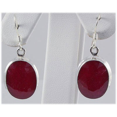 41ctw APPROX Silver Oval Shape Ruby Earring
