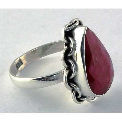 28ctw APPROX Sterling Silver Pear Shape Ruby Ring - 2