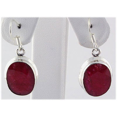 38ctw APPROX Silver Oval Shape Ruby Earring