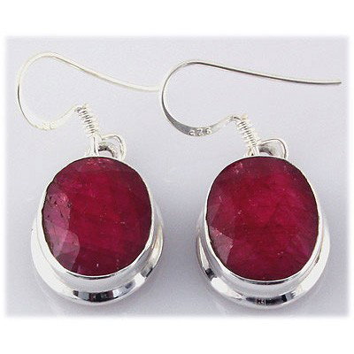 38ctw APPROX Silver Oval Shape Ruby Earring - 2