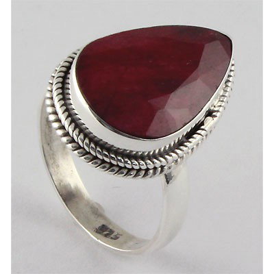 31ctw APPROX Sterling Silver Pear Shape Ruby Ring: 30.86ctw Approx Sterling Silver Antique Design w/ Natural Ruby Gemstone **|**|** ; MSRP: $465