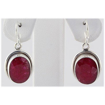 37ctw APPROX Silver Oval Shape Ruby Earring