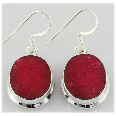 41ctw APPROX Silver Oval Shape Ruby Earring - 2