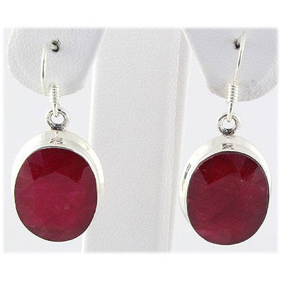 47ctw APPROX Silver Oval Shape Ruby Earring