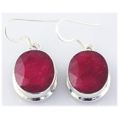 47ctw APPROX Silver Oval Shape Ruby Earring - 2