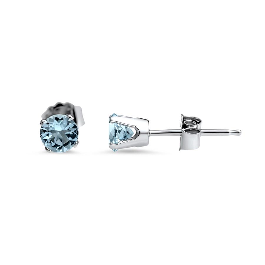14k White Gold 4 mm Aquamarine Stud Earrings: 14k White Gold 4 mm Aquamarine Stud Earrings Product Id: 101893 Metal: White Gold Purity: 14k Length Of Item: 6 mm Clasp/Connector: Post Plating: Rhodium Plated