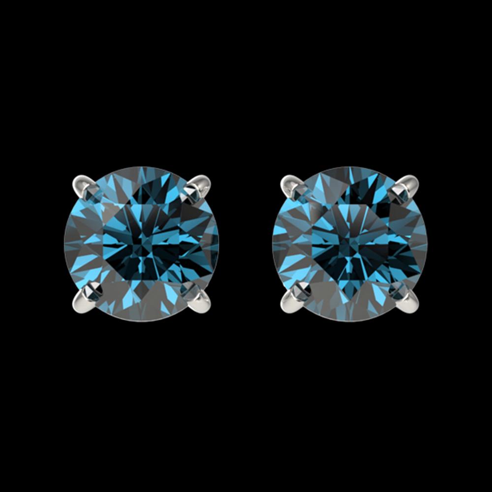 1.08 ctw Certified Intense Blue Diamond Stud Earrings 10k White Gold: 1.08 ctw Certified Intense Blue Diamond Stud Earrings 10k White Gold Item: Diamond StudTotal Gem weight: 1.08 carats Metal: Solid 10k White Gold Gold Product Weight: Approx. 1.5 grams Jewelry No