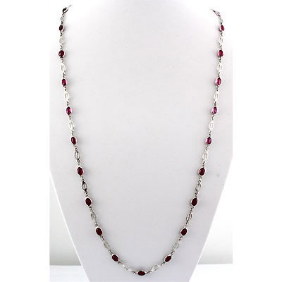 16.80 ctw.925 Sterling Silver Ruby Necklace: 16.80 ctw.925 Sterling Silver Ruby Necklace **|**|** ; MSRP: $351