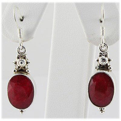 24ctw APPROX Silver 12x10mm Ruby Earring: 24.01ctw Approx 12x10mm Oval Shape Ruby Gemstone in Sterling Silver Hook Earring **|**|** ; MSRP: $360