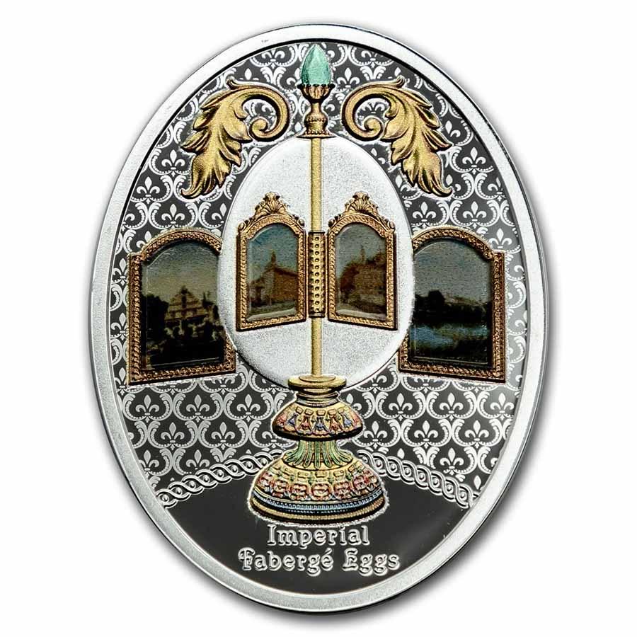 2021 Niue Silver Faberge Eggs: Egg with Revolving Miniatures: 2021 Niue Silver Faberge Eggs: Egg with Revolving Miniatures Product ID: 246366 Year: 2021 Grade: Proof Grade Service: None Denomination: 1 Dollar Mint Mark: Not Shown Metal Content: 0.52