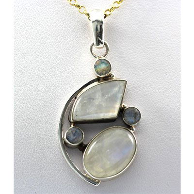 55.ctw Rainbow Moonstone Silver Pendant: 55.ctw Rainbow Moonstone Silver Pendant **|**|** ; MSRP: $200