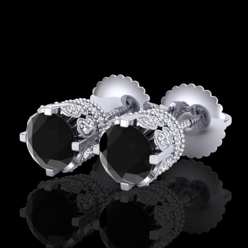 1.75 ctw Fancy Black Diamond Art Deco Stud Earrings 18k White Gold: 1.75 ctw Fancy Black Diamond Art Deco Stud Earrings 18k White Gold Item: Diamond StudTotal Gem weight: 1.75 carats Metal: Solid 18k White Gold Gold Product Weight: Approx. 6.3 grams Jewelry Note