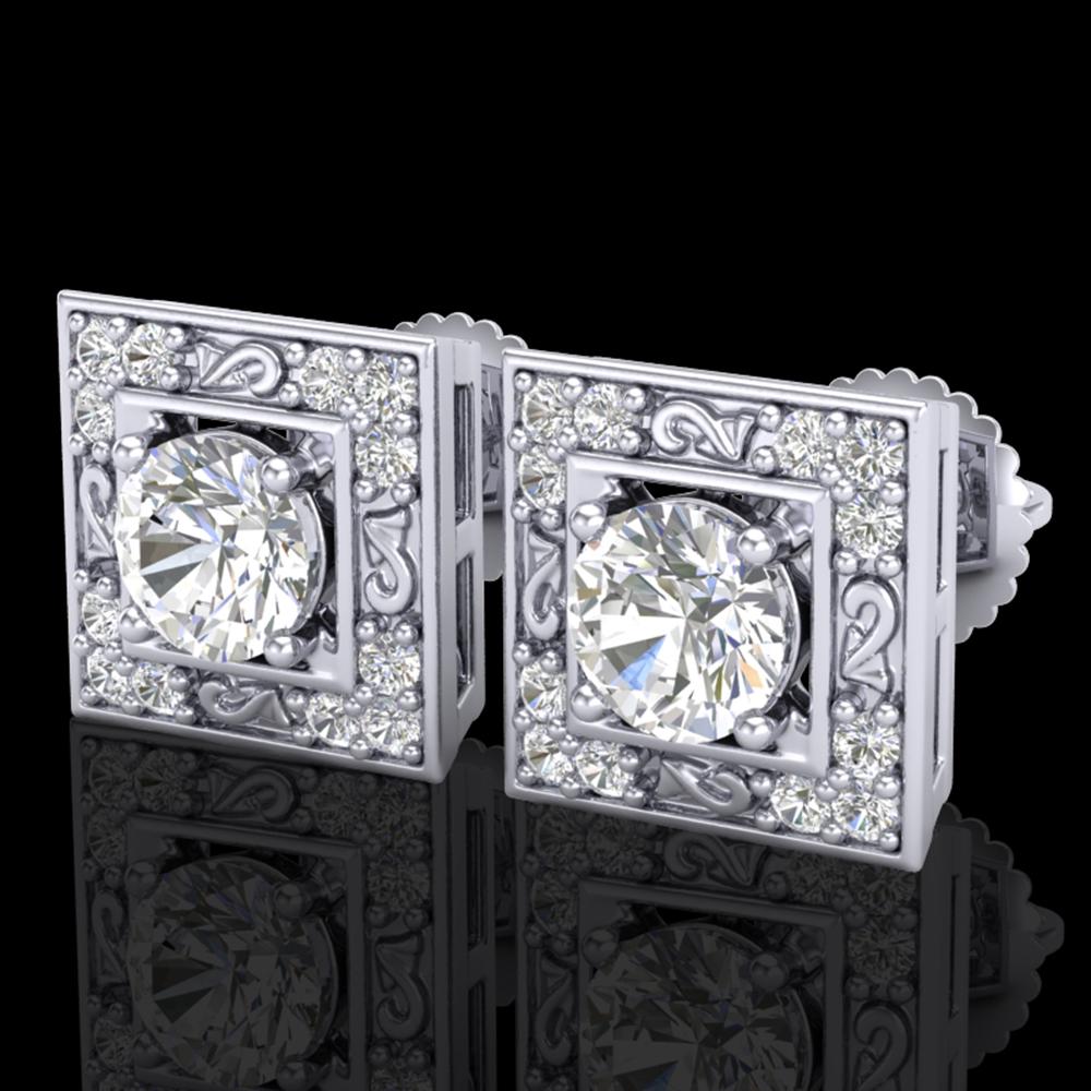 1.63 ctw VS/SI Diamond Solitaire Art Deco Stud Earrings 18k White Gold: 1.63 ctw VS/SI Diamond Solitaire Art Deco Stud Earrings 18k White Gold Item: Diamond StudTotal Gem weight: 1.63 carats Metal: Solid 18k White Gold Gold Product Weight: Approx. 5.3 grams Jewelry