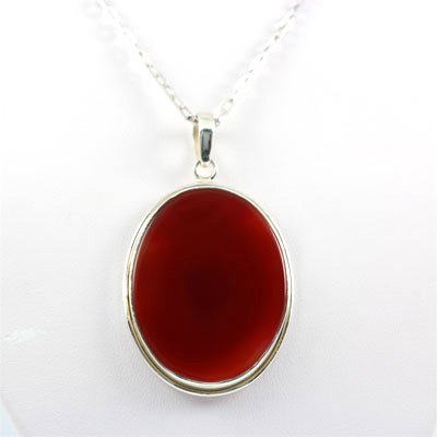 Sterling Silver Pendant Carnelian Gemstone: Sterling Silver Pendant w/ Semi Precious Carnelian Gemstone, 11.7g **|**|** ; MSRP: $200