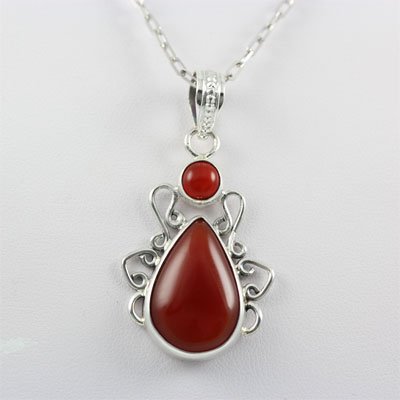 37.ctw Carnelian Gemstone Silver Pendant: 37.ctw Carnelian Gemstone Silver Pendant **|**|** ; MSRP: $100