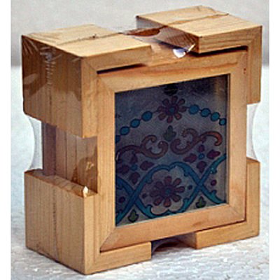 Stain Tea Coaster w/ Designer Glass 4pcs size 3in.x3in.: Stain Tea Coaster w/ Designer Glass 4pcs size 3in.x3in. **|**|** Subject: Stain Tea Coaster Revolving Set of 4 ; Material: Pine Wood Stain Colors on 3in. Designer Glass ; Size: 3in.x3in. ; Outer Size: