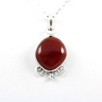 19.ctw Carnelian Gemstone Silver Pendant: 19.ctw Carnelian Gemstone Silver Pendant **|**|** ; MSRP: $100