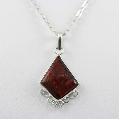 15.5ctw Red Tiger Eye Gemstone Silver Pendant: 15.5ctw Red Tiger Eye Gemstone Silver Pendant **|**|** ; MSRP: $100