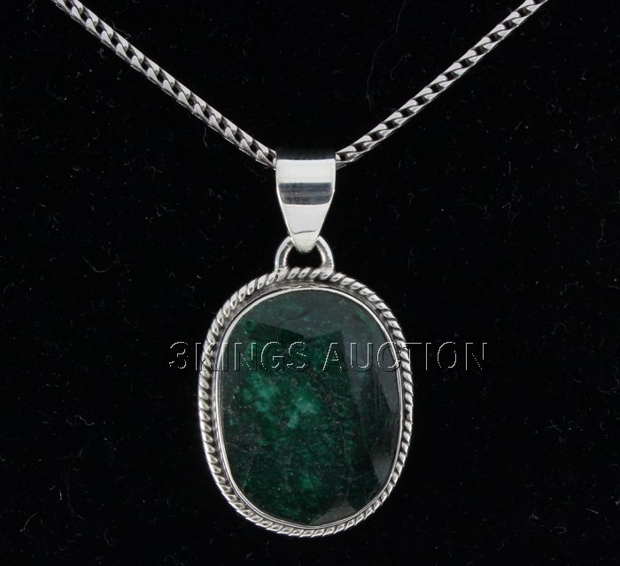37.00ctw NaturalEmeraldBerylOvalStone SilverPendant: 37.00ctw NaturalEmeraldBerylOvalStone SilverPendant **|**|** Fine Sterling Silver Oval Pendant set with Natural Emerald Gemstone size: 24.29x19.32mm; color: Green; Stone Family: Beryl ; MSRP: $300