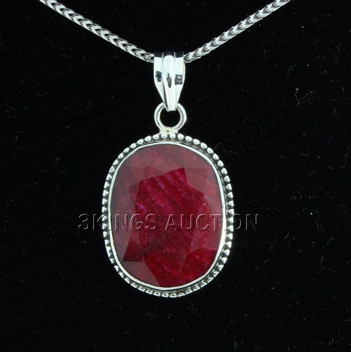 48.00ctw NaturalRubyBeryl OvalStone SilverPendant: 48.00ctw NaturalRubyBeryl OvalStone SilverPendant **|**|** Fine Sterling Silver Oval Pendant set with Natural Ruby Gemstone size: 27.87x21.65mm; color: Red; Stone Family: Beryl ; MSRP: $500