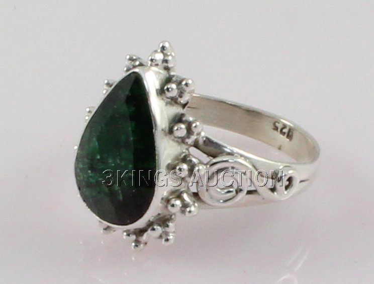 28.40ctw Sterling Silver PearCut Emerald Beryl Ring: 28.40ctw Sterling Silver PearCut Emerald Beryl Ring **|**|** Fine Sterling Silver Pear Ring with Natural Emerald Gemstone size: 15.66x11.17mm; color: Green; ring size: 8; Stone Family: Beryl ; MSRP: $