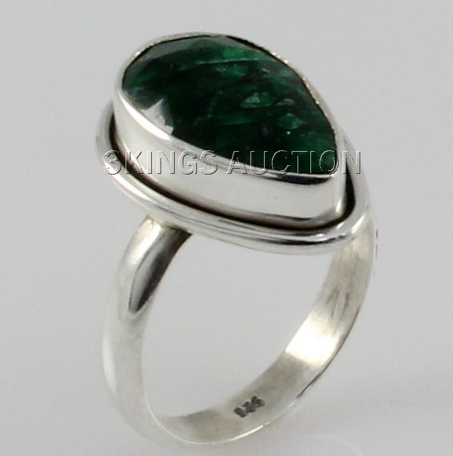 25.50ctw Sterling Silver PearCut Emerald Beryl Ring: 25.50ctw Sterling Silver PearCut Emerald Beryl Ring **|**|** Fine Sterling Silver Pear Ring with Natural Emerald Gemstone size: 16.33x10.50mm; color: Green; ring size: 6.5; Stone Family: Beryl ; MSRP: