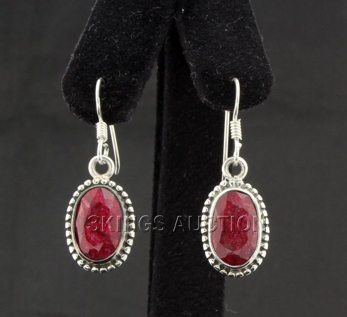 Sterling Silver 28.50ctw Oval Ruby Beryl Earring: Sterling Silver 28.50ctw Oval Ruby Beryl Earring **|**|** Petite Handmade Silver Dangling Earring with Natural Ruby Gemstone size: 13.34x9.02mm; color: Red; Stone Family: Beryl ; MSRP: $300