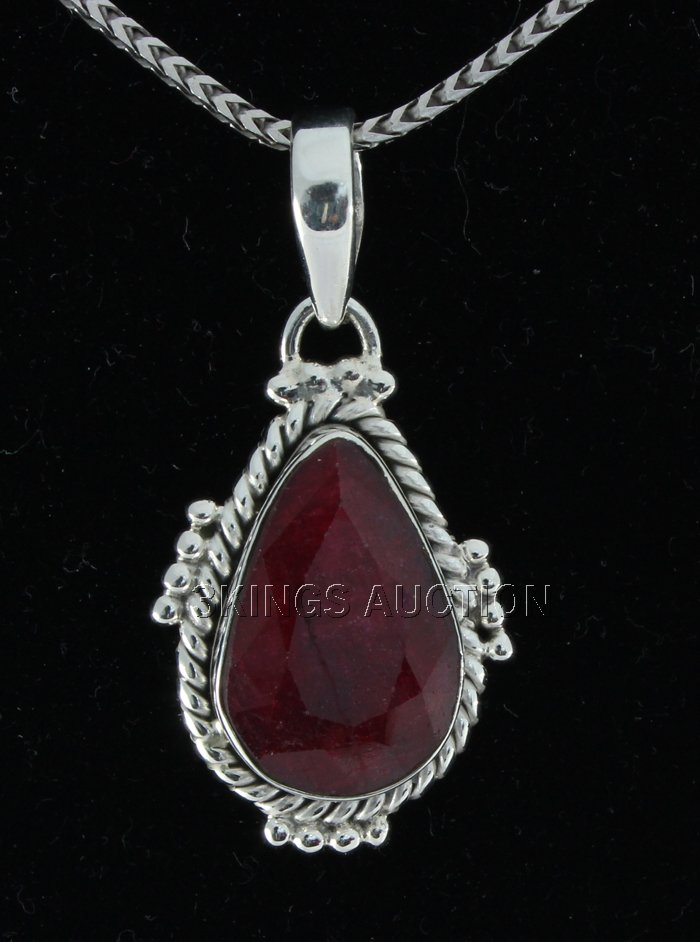 30.50ctw NaturalRubyBeryl PearStone SilverPendant: 30.50ctw NaturalRubyBeryl PearStone SilverPendant **|**|** Fine Sterling Silver Pear Pendant set with Natural Ruby Gemstone size: 26.57x16.17mm; color: Red; Stone Family: Beryl ; MSRP: $300