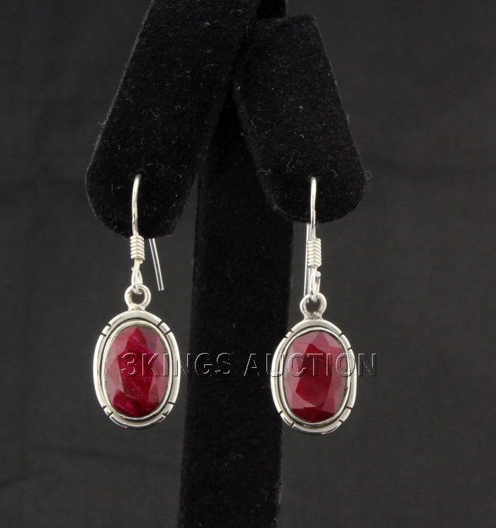 Sterling Silver 22.50ctw Oval Ruby Beryl Earring: Sterling Silver 22.50ctw Oval Ruby Beryl Earring **|**|** Mon Petite Handmade Silver Dangling Earring with Natural Ruby Gemstone size: 12.50x8.90mm; color: Red; Stone Family: Beryl ; MSRP: $300