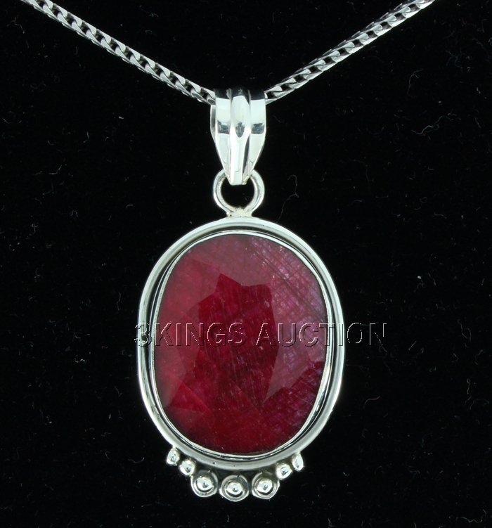 49.50ctw NaturalRubyBeryl OvalStone SilverPendant: 49.50ctw NaturalRubyBeryl OvalStone SilverPendant **|**|** Fine Sterling Silver Oval Pendant set with Natural Ruby Gemstone size: 29.33x21.05mm; color: Red; Stone Family: Beryl ; MSRP: $500