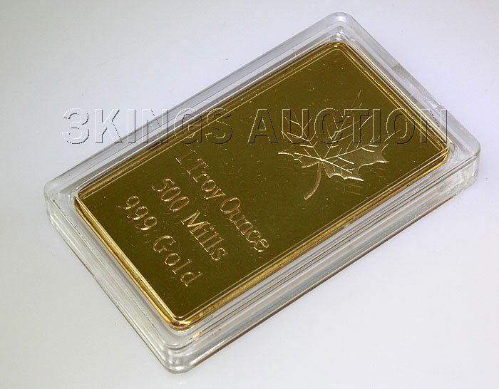 .999 Gold 500 Mills 1 oz. Bar Maple Leaf: .999 Gold 500 Mills 1 oz. Bar Maple Leaf **|**|** MSRP: $0
